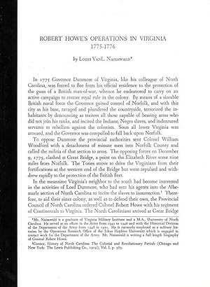 Seller image for ROBERT HOWE'S OPERATIONS IN VIRGINIA, 1775-1776. for sale by Legacy Books