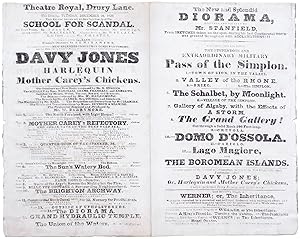 Imagen del vendedor de Theatre Royal, Drury Lane. This Evening, Tuesday, December 28, 1830, Their Majesties' Servants will act . Davy Jones or, Harlequin and Mother Carey's Chickens . The New and Splendid Diorama, designed and painted by Mr. Stanfield . The Stupendous and Extraordinary Military Pass of the Simplon . a la venta por Meridian Rare Books ABA PBFA