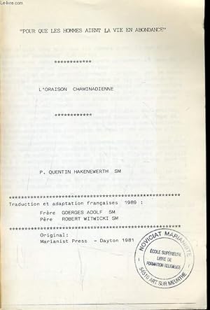 Seller image for L'ORAISON CHAMINADIENNE for sale by Le-Livre