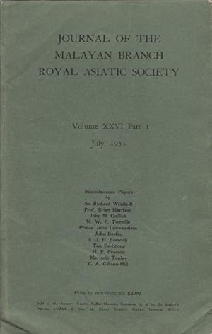 Imagen del vendedor de Journal of the Malayan Branch of the Royal Asiatic Society. Volume XXVI: Part I. July, 1953. Miscellaneous Papers. a la venta por Asia Bookroom ANZAAB/ILAB