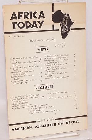 Imagen del vendedor de Africa today: bulletin of the American Committee on Africa; vol. II, no. 5; November - December 1955 a la venta por Bolerium Books Inc.