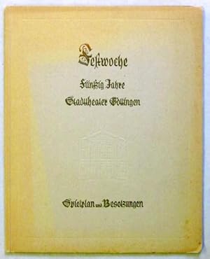 Bild des Verkufers fr Spielplan und Besetzungen. (Gttingen 1940). 4to. 10 Bl. mit 7 teils farbigen montierten Abb. Or.-Kart. zum Verkauf von Jrgen Patzer