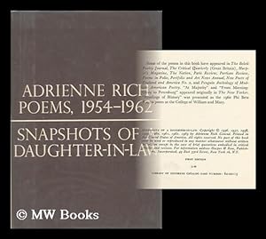 Imagen del vendedor de Snapshots of a Daughter-In-Law - Poems, 1954-1962 a la venta por MW Books