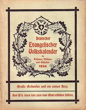 Deutscher Evangelischer Volkskalender für Böhmen, Mähren und Schlesien 1934.