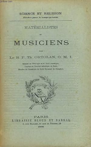 Imagen del vendedor de MATERIALISTES ET MUSICIENS a la venta por Le-Livre