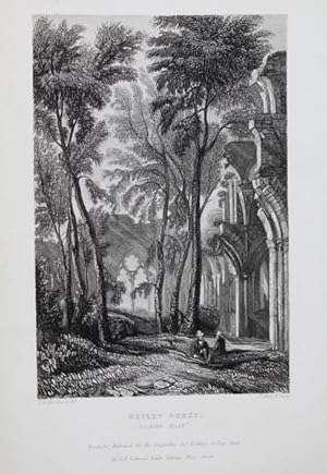 Original Antique Engraved Print Illustrating Netley Abbey, Looking East, in Hampshire