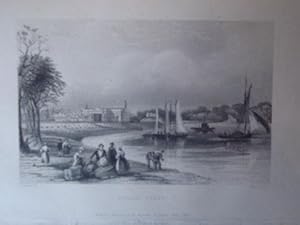 Original Antique Engraved Print Illustrating Itchen Ferry, Hampshire