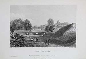 Original Antique Engraved Print Illustrating Hursley Park in Hampshire