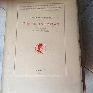 Image du vendeur pour RIMAS INEDITAS HERRERA FERNANDO DE 1948 mis en vente par LIBRERIA ANTICUARIA SANZ