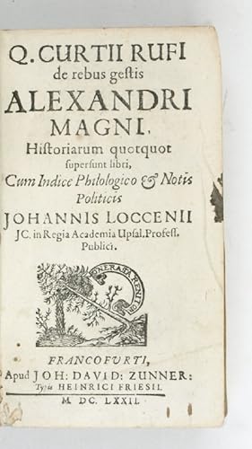 De rebus gestis Alexandri Magni. Historiarum quotquot supersunt libri, cum indice philologico & n...