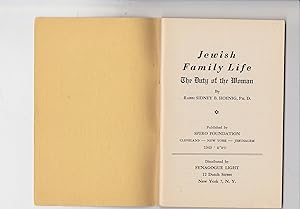 Bild des Verkufers fr Jewish Family Life The Duty of the Woman zum Verkauf von Meir Turner