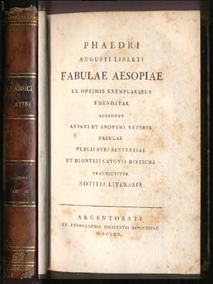 Phaedri Augusti Liberti Fabulae Aesopiae ex optimis exemplaribus emendatae accedut aviani et anon...