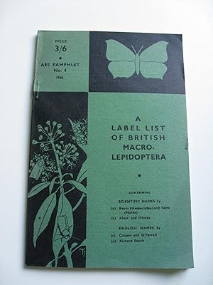 Imagen del vendedor de A Label List of British Lepidoptera: containing scientific names and English names. a la venta por Stoneman Press