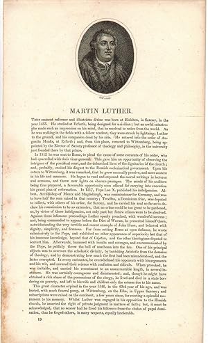 Seller image for Engraved Portrait of Luther. Head and Shoulders, oval, by William Holl the elder [1771-1838]. for sale by R.G. Watkins Books and Prints