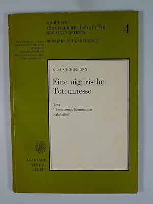 Seller image for Eine uigurische Totenmesse. for sale by Antiquariat Dorner