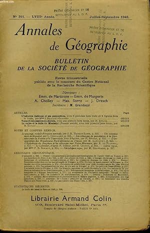 Seller image for ANNALES DE GEOGRAPHIES bulletin de la socit gographique) n311 : L'industrie italienne et ses perspectives - Vignes et colonisation en Algrie - La valle et le delta du Mississipi - Le trafic du canal de Suez en 1948 for sale by Le-Livre