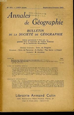 Seller image for ANNALES DE GEOGRAPHIES bulletin de la socit gographique) n333 : Matriaux pour l'tude gographique de la population - Le polder du Nord Est for sale by Le-Livre