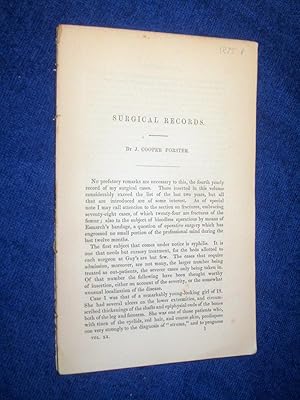 Immagine del venditore per Surgical Records.(details 81 cases), from Guy's Hospital Reports, 1875, Third Series, Vol XX, venduto da Tony Hutchinson