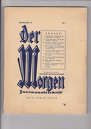Der Morgen zweimonatsschrift Jahrgang 5 No. 1 V. Jahrgang April 1929 1. Heft.