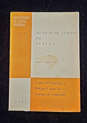 Tecnicas De Analisis De Suelos,Experiencias De Campo, Monografias De Ciencia Moderna No. 70
