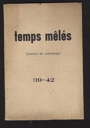 Image du vendeur pour TEMPS MLES (numro De colmatage) 39-42 mis en vente par Librairie l'Aspidistra