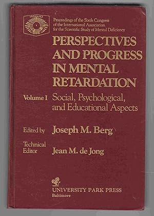 Seller image for Perspectives and Progress in Mental Retardation: Volume I Social, Psychological, and Educational Aspects for sale by Riverwash Books (IOBA)