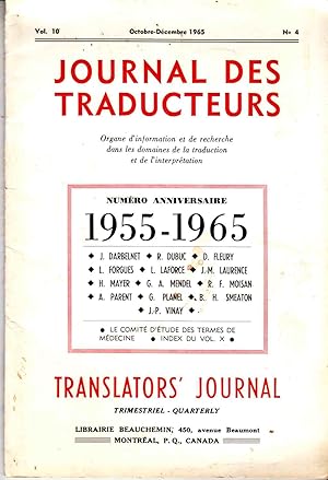 Journal Des Traducteurs Translators' Journal Octobre-Decembre 1965