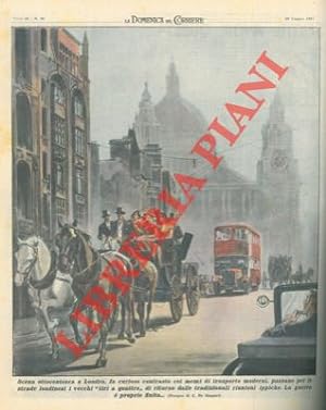 In curioso contrasto coi mezzi di trasporto moderni, passano per le strade londinesi i vecchi "ti...