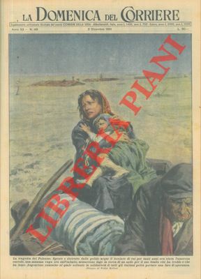 La tragedia del Polesine (donna con bimbo in braccio su barca).