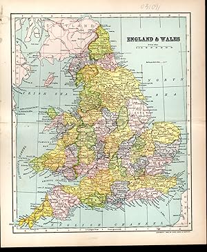 Seller image for MAP: "England & Wales".colored map, Disbound, source Unknown for sale by Dorley House Books, Inc.