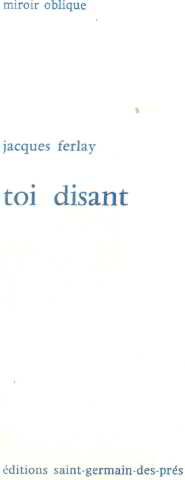 Seller image for Toi disant for sale by librairie philippe arnaiz