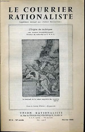 Seller image for LE COURRIER RATIONALISTEn2 (dans le cahier Fvrier : hyppocrate) : L'origine des techniques for sale by Le-Livre