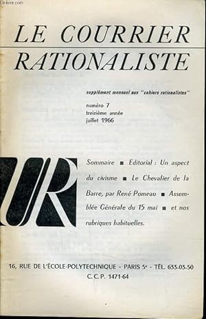 Seller image for LE COURRIER RATIONALISTEn7 (supplment mensuel aux "cahiers rationalistes") : Un aspect du civisme - Le chevalier de la barre - Assemble gnrales du 15 mai for sale by Le-Livre