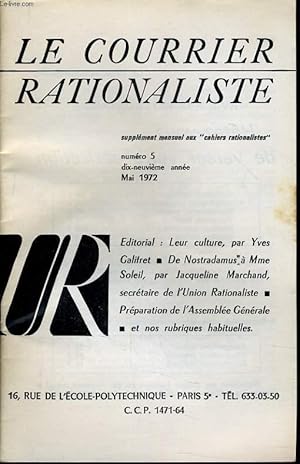 Seller image for LE COURRIER RATIONALISTEn5 (supplment mensuel aux "cahiers rationalistes" ) : Leur culture - De nostradamus  Mme Soleil - Prparation  l'assemble Gnrales - Et nos rubriques habituelles for sale by Le-Livre