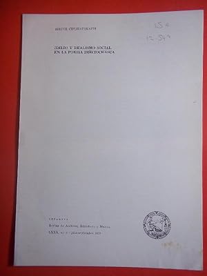 Bild des Verkufers fr Idilio y Realismo Social en la Poesa Dieciochesca. zum Verkauf von Carmichael Alonso Libros