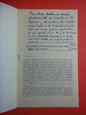 Imagen del vendedor de Captulo III. Caratersticas Generales de la Edad Media. a la venta por Carmichael Alonso Libros