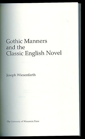 Seller image for Gothic Manners and the Classic English Novel for sale by Little Stour Books PBFA Member