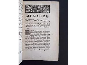 Bild des Verkufers fr [PROTESTANTISME - REVOCATION EDIT DE NANTES] Memoire politico - critique, o l'on examine s'il est de l'intert de l'eglise & l'etat d'etablir pour les calvinistes une nouvelle forme de se marier. [Ensemble] Lettre d'un patriote sur la tolrance civile des protestans de France [ensemble] La voix du vrai patriote caholique oppose  celle des faux patriotes tolrans zum Verkauf von Librairie Le Feu Follet