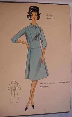 FIGURIN ORIGINAL ACUARELADO - Original watercolor design costume - CASTILLO : Camisero en lana de...