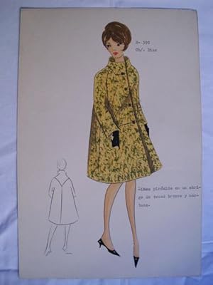 FIGURIN ORIGINAL ACUARELADO - Original watercolor design costume - Diseño Ch. Dior : Linea pirámi...