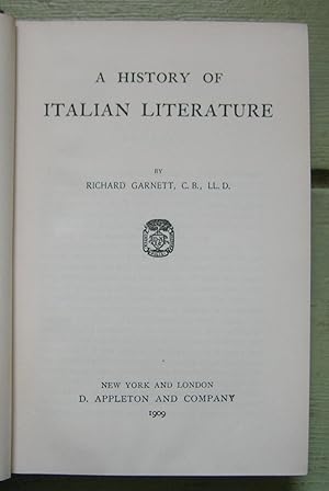 Seller image for A History of Italian Literature. [Literatures of the World] for sale by Monkey House Books