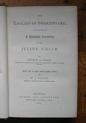 Image du vendeur pour The English of Shakespeare; illustrated in a Philological Commentary on his Julius Caesar. mis en vente par Monkey House Books