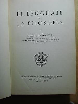 EL LENGUAJE Y LA FILOSOFA: ZARAGETA, Juan