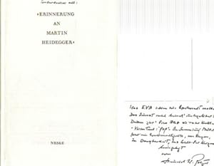 Bild des Verkäufers für Die Bremer Freunde, (den Bremer Hörerinnen der Freiburger Semester 1929/30 gewidmet), (Sonderdruck aus: Erinnerung an Martin Heidegger), zum Verkauf von ANTIQUARIAT H. EPPLER