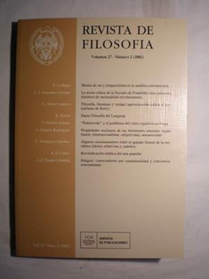 Bild des Verkufers fr Revista de Filosofa. Volumen 27. Num. 2 (2002) zum Verkauf von Librera Antonio Azorn