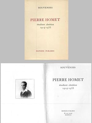 PIERRE HOMET - Etudiant Chrétien - 1914-1933