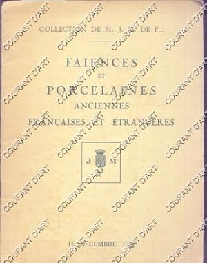 COLLECTION DE M. J. M. DE F. . PORCELAINES ET FAIENCES ANCIENNES FRANCAISES ET ETRANGERES. IMPORT...