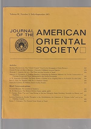 Imagen del vendedor de Journal of the American Oriental Society Volume 91 Number 3 July-September 1971 a la venta por Meir Turner