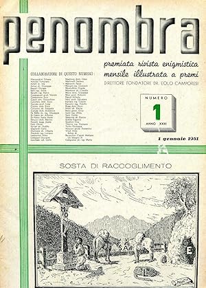 PENOMBRA, premiata rivista enigmistica mensile illustrata anno 1951 (N. 1,2, 3, ,5, 6-7, 8, 9, 10...