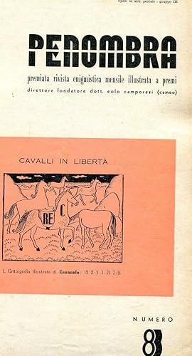 PENOMBRA, premiata rivista enigmistica mensile illustrata anno 1960 (N. 8, 9, 10, 11, 12), Forlì,...